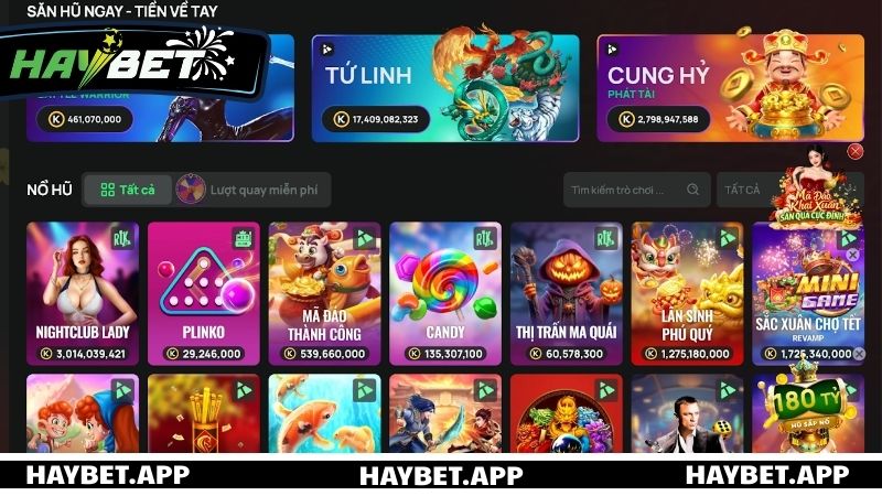 Giới thiệu tổng quan sảnh cược nổ hũ tại HAYBET