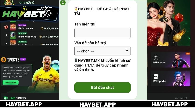 Những kênh liên hệ HAYBET đang triển khai